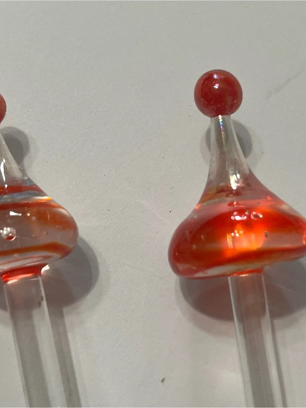 Pier One Hand Blown Glass Cocktail Stirrers Swizzle Sticks Barware Party Hats
